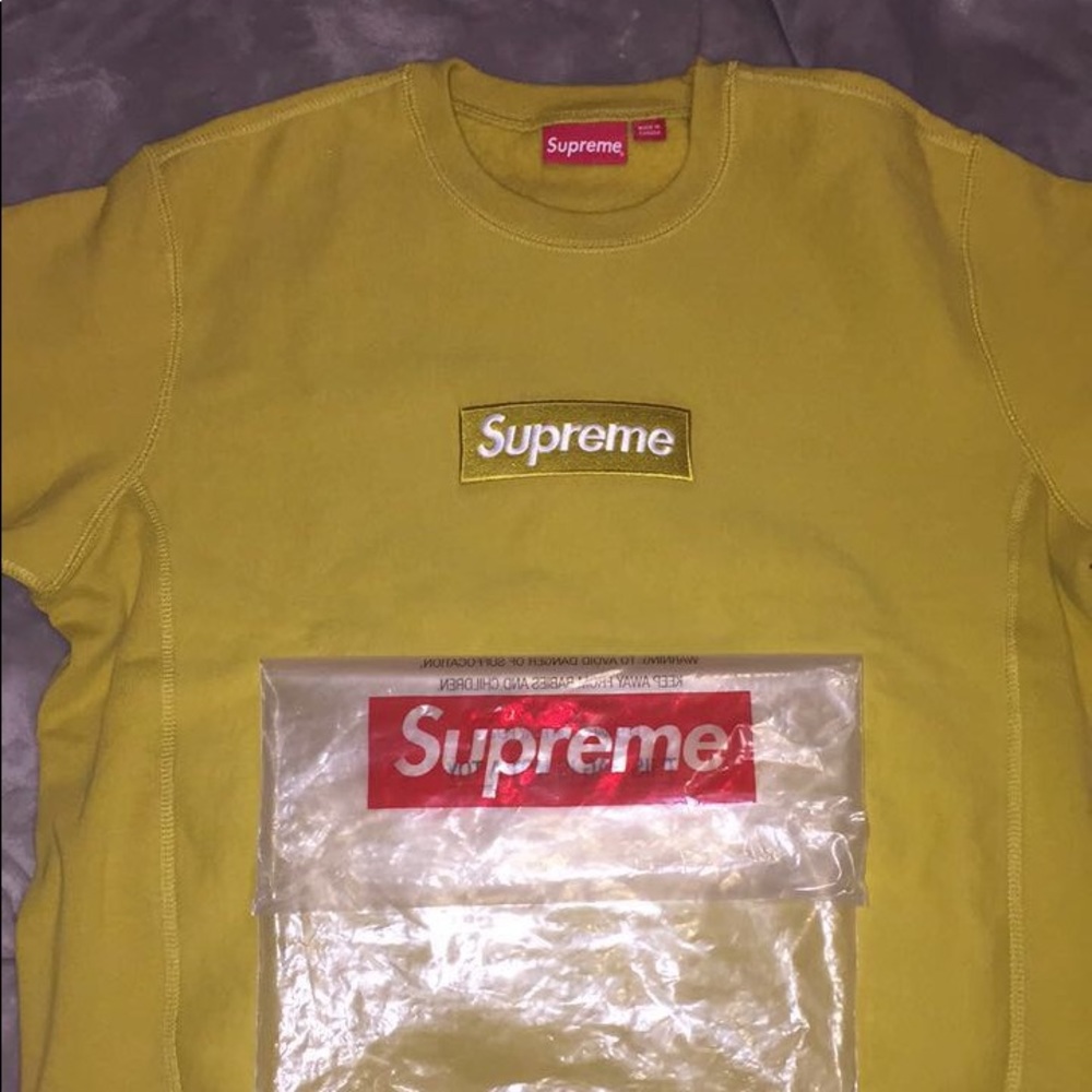Supreme box logo crewneck (fw18) mustard